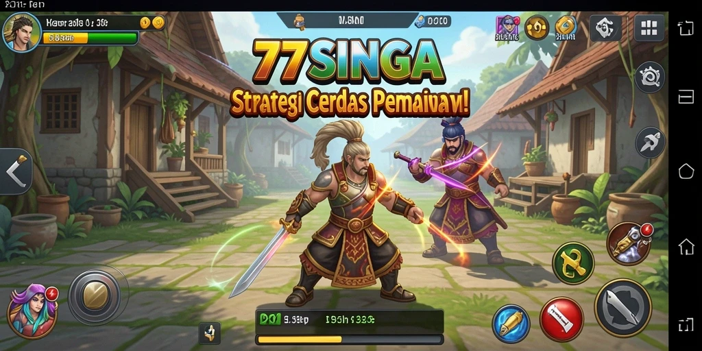 Screenshot gameplay 77SINGA menampilkan pertarungan strategi yang mendebarkan.