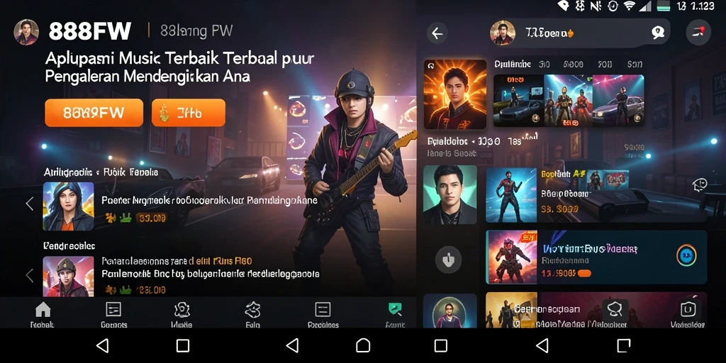 Tampilan gameplay 888FW dengan berbagai pilihan musik yang menarik.