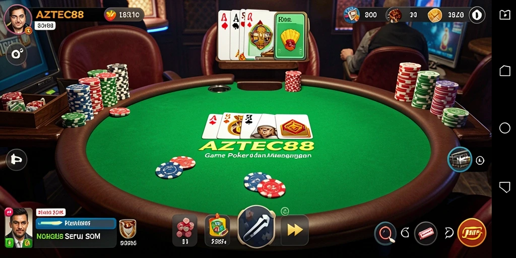 Tampilan gameplay poker yang menegangkan di AZTEC88.