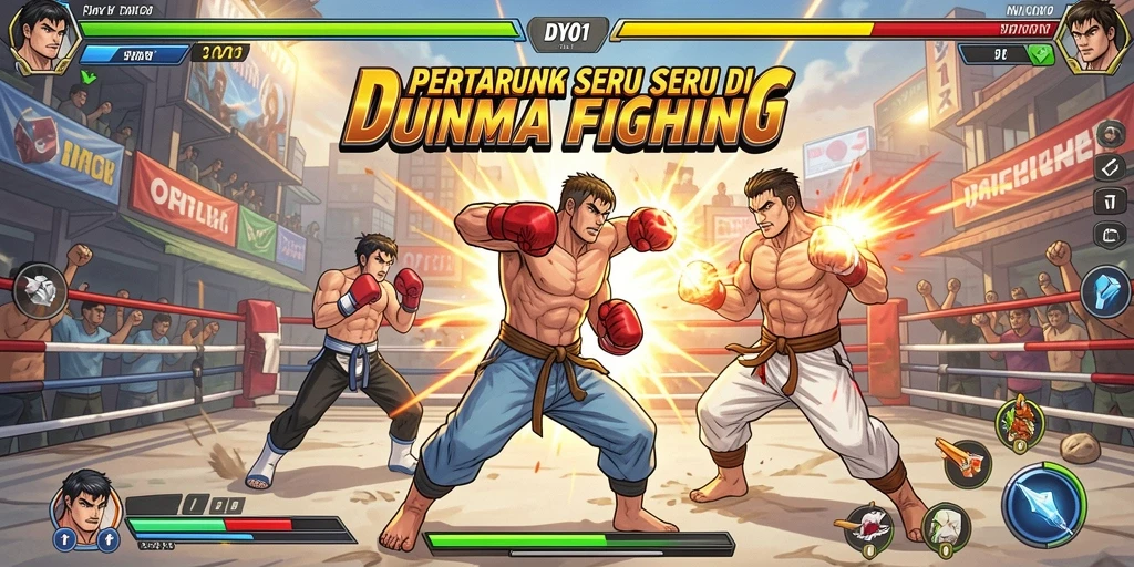 Screenshot gameplay DY01 menampilkan pertarungan epik dengan karakter yang sedang beraksi.