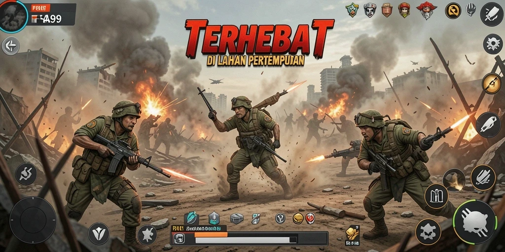 Screenshot gameplay FA99 menampilkan aksi bertempur yang mendebarkan.