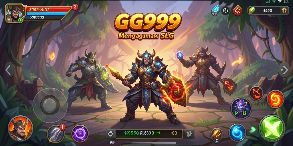Screenshot gameplay GG999 menampilkan pertempuran dan pembangunan kota yang menarik.