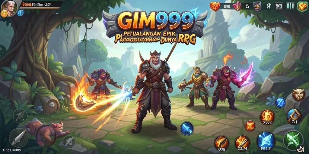 Tampilan aksi seru dari GIM999 dalam dunia RPG yang penuh warna.