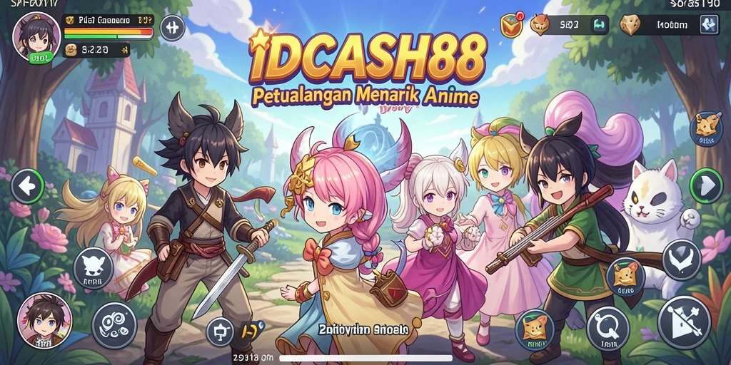 Tampilan menawan gameplay IDCASH88 dengan karakter Anime yang keren.