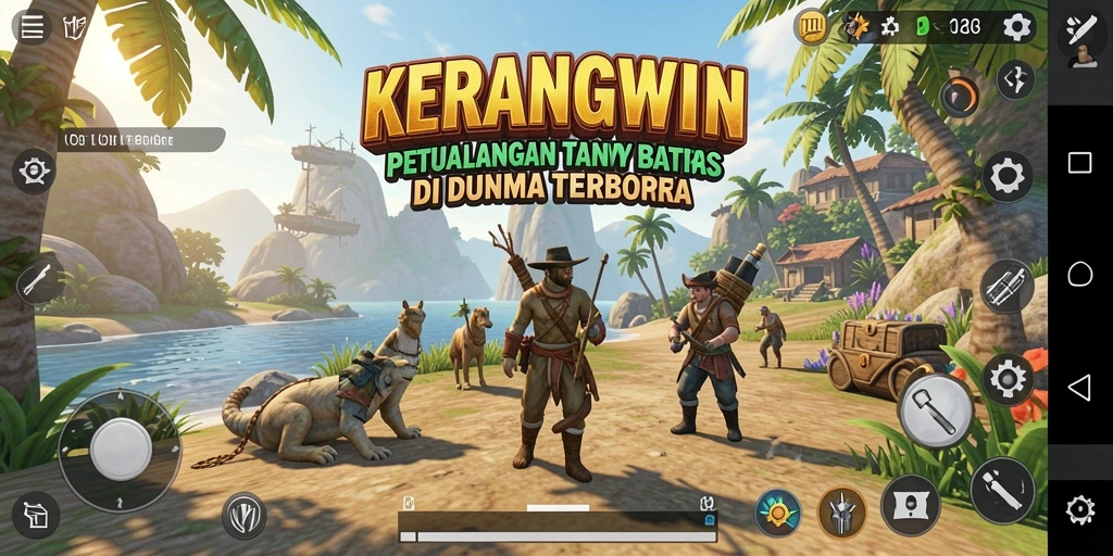 Screenshot gameplay KERANGWIN menampilkan momen eksplorasi epik di dunia terbuka.