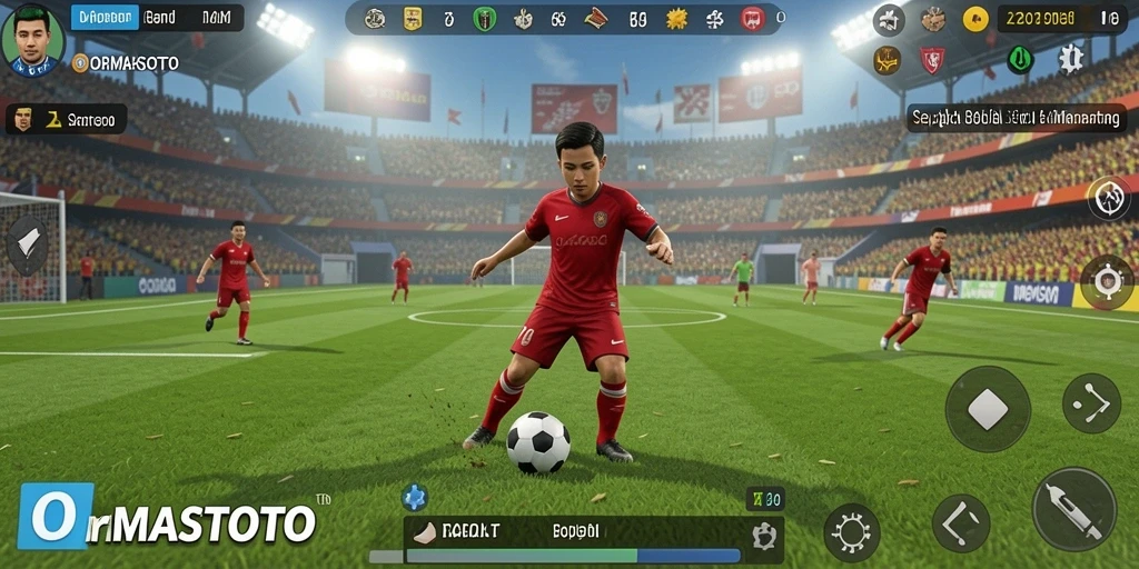 Tampilan gameplay seru pertandingan sepak bola di ORMASTOTO.