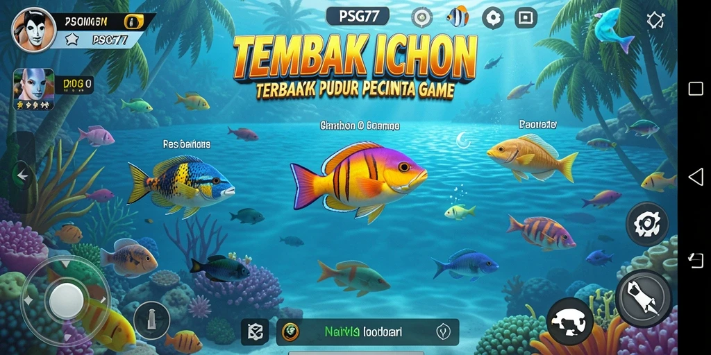 Screenshot menunjukkan aksi seru menangkap ikan di PSG77.