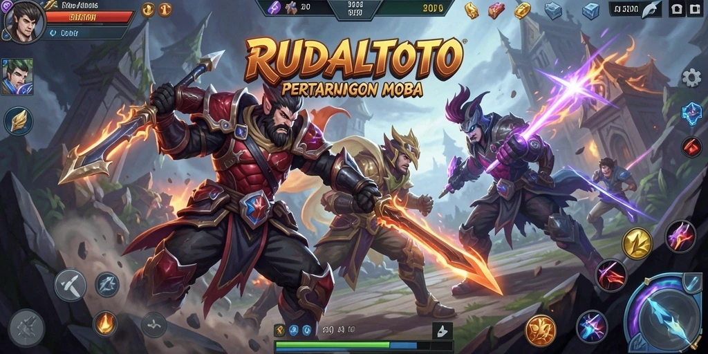Screenshot gameplay epic RUDALTOTO menampilkan aksi pertarungan intens.