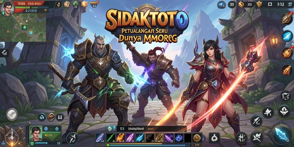 Screenshot menampilkan pertempuran epik dalam dunia MMORPG.